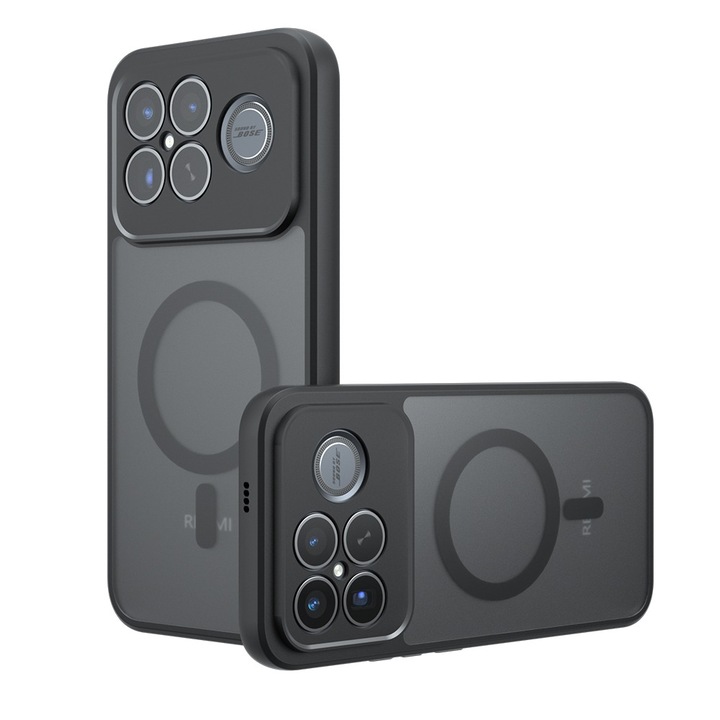 Carcasa pentru telefon, Daden PureFrost, Negru fumuriu, silicon, compatibila MagSafe