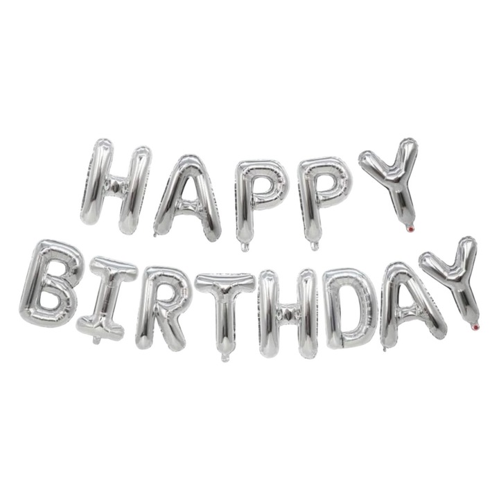 Banner din folie cu baloane gri/argintii, aniversare, 40 cm
