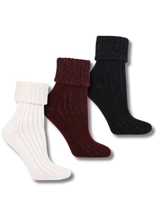 Sosete dama Moraj, 3/4, set 3 perechi, colorat, 38-41