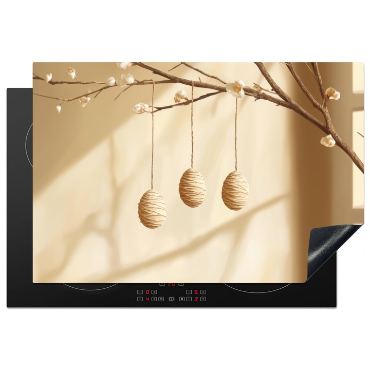 Protectie pentru plita inductie, Protectie aragaz, Acoperitor plita, Antizgarieturi, Decor bucatarie Bej 78x52 cm