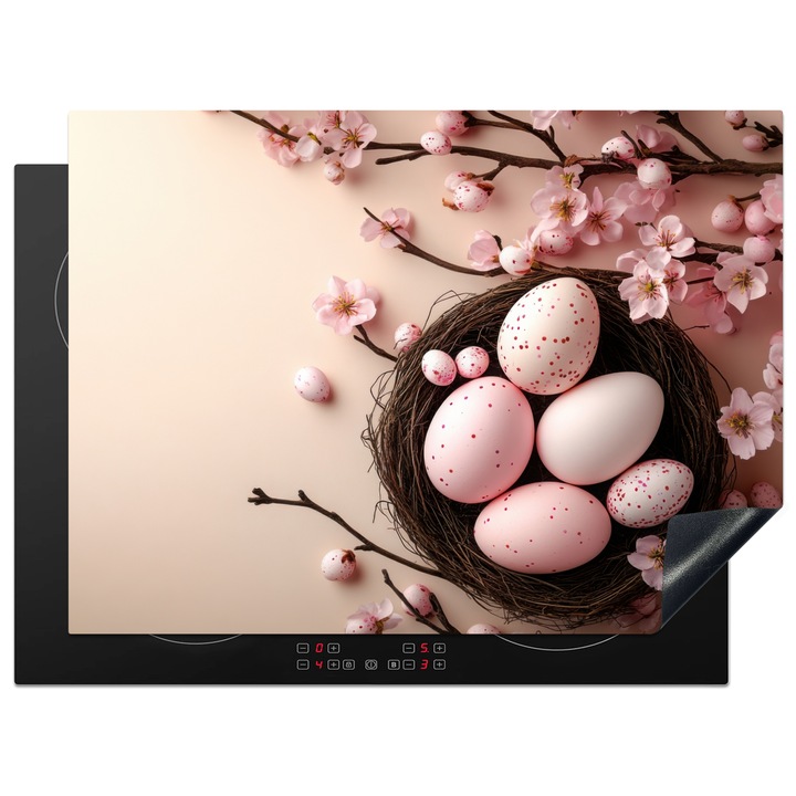 Protectie pentru plita inductie, Protectie aragaz, Acoperitor plita, Antizgarieturi, Decor bucatarie Roz deschis 71x52 cm