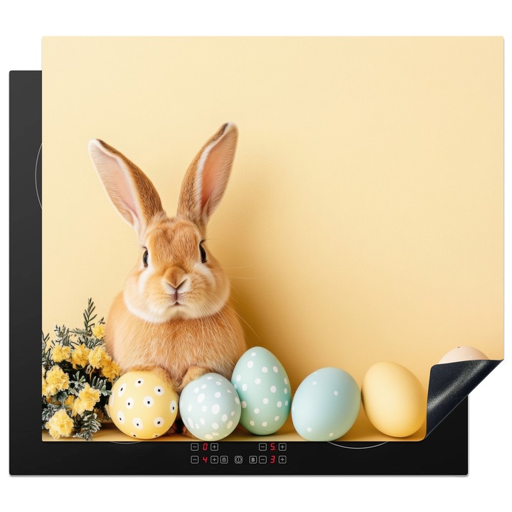 Protectie pentru plita inductie, Protectie aragaz, Acoperitor plita, Antizgarieturi, Decor bucatarie Galben deschis 58.3x51.3 cm