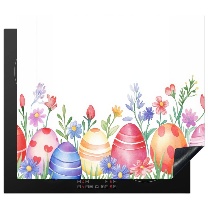 Protectie pentru plita inductie, Protectie aragaz, Acoperitor plita, Antizgarieturi, Decor bucatarie Alb 59x51 cm