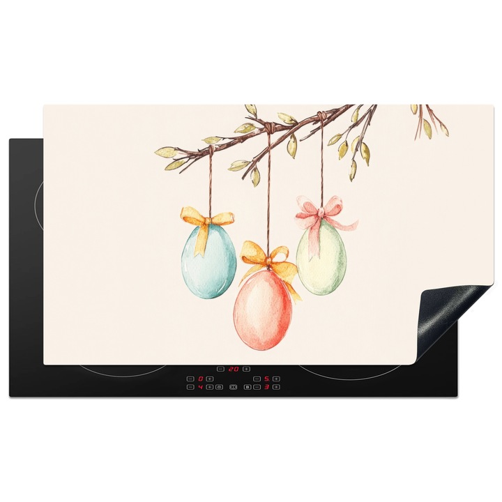 Protectie pentru plita inductie, Protectie aragaz, Acoperitor plita, Antizgarieturi, Decor bucatarie Crem 90x52 cm