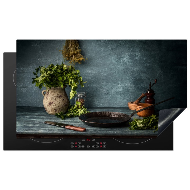 Protectie pentru plita inductie, Protectie aragaz, Acoperitor plita, Antizgarieturi, Decor bucatarie Albastru indigo 91.6x52.7 cm
