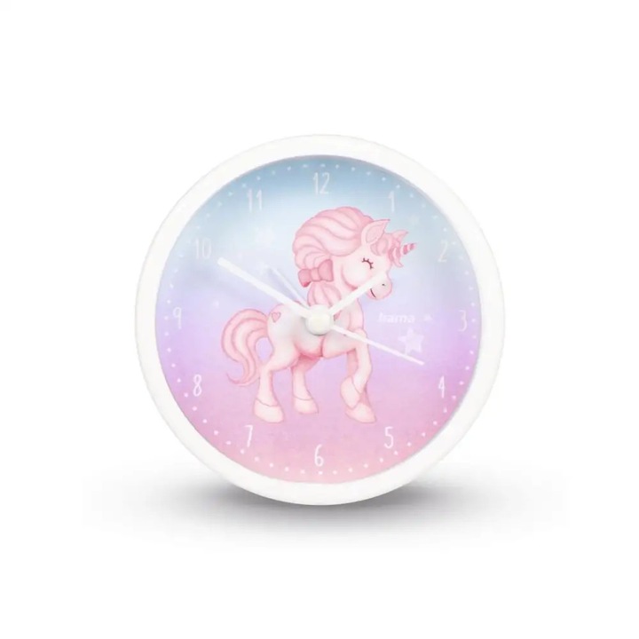Ceas de perete Hama Magical Unicorn pentru copii, analog, design unicorn, Multicolor