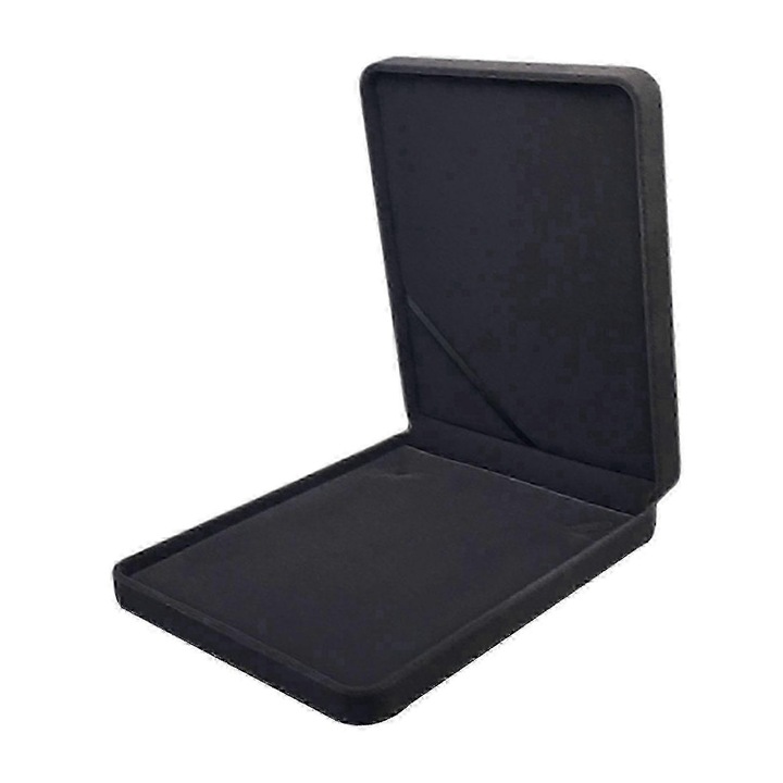 Cutie bijuterii pentru coliere, gri, 24x19x3.8cm, design european, material catifea, ideala pentru cadou