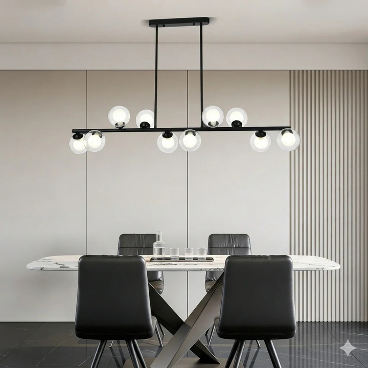 Lustra RFAN, Model F071/10, Cu Abajururi, 10 X G9, Negru