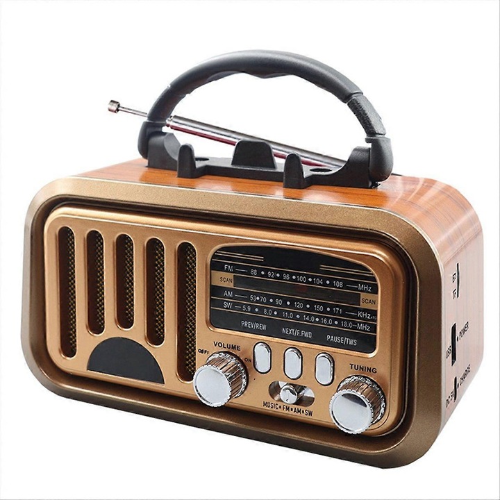 Ретро преносимо радио FM AM SW, Bluetooth, TF карта, USB
