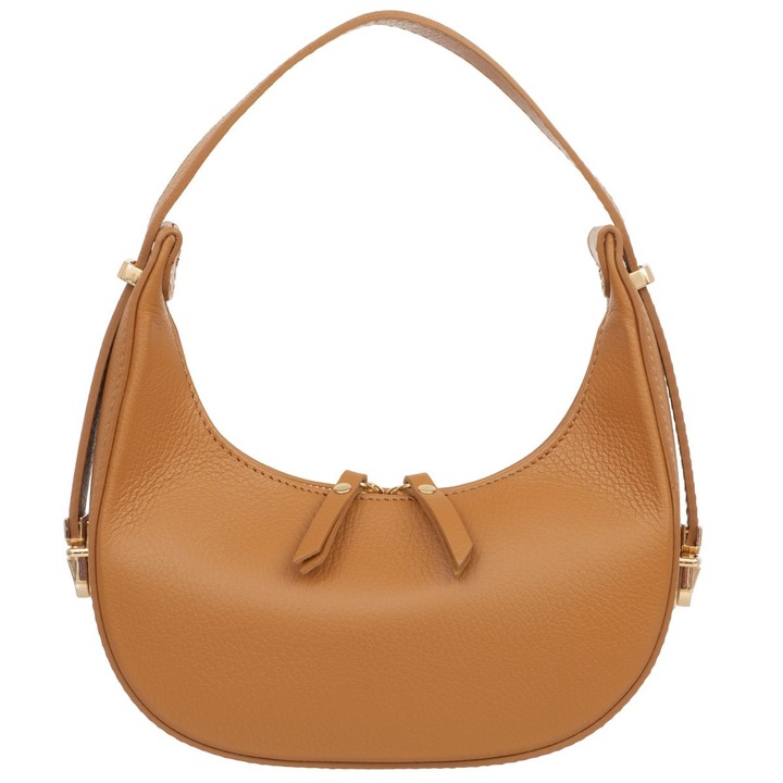 Geanta mica de dama, Kaletnik, model Mezzaluna, piele, rosu, fund rigid