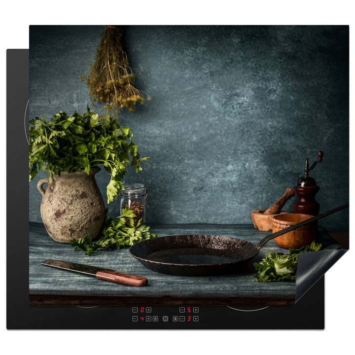 Protectie pentru plita inductie, Protectie aragaz, Acoperitor plita, Antizgarieturi, Decor bucatarie Albastru indigo 57.6x51.6 cm