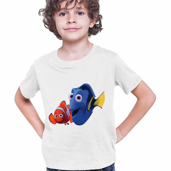 Tricou Copii Baieti Cautarea lui Nemo Dory Marlin Tata Viata Marina, Fehér