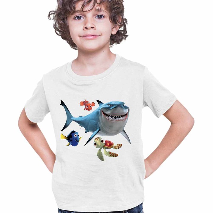 Tricou Copii Baieti Finding Nemo Rechin Bruce Marlin Testoasa Ocean, Fehér
