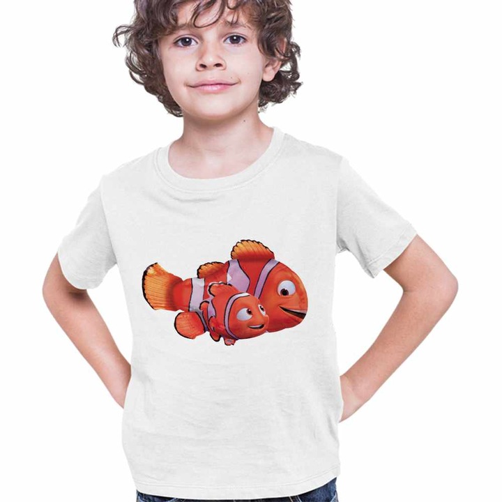 Tricou Copii Baieti Finding Nemo Ocean Marlin Peste Clovn, Fehér