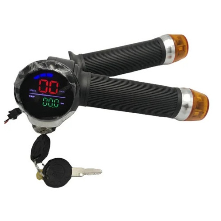 Manson de acceleratie cu blocare, display colorat, 48v, pentru bicicleta electrica, scooter, MTB, tricicleta