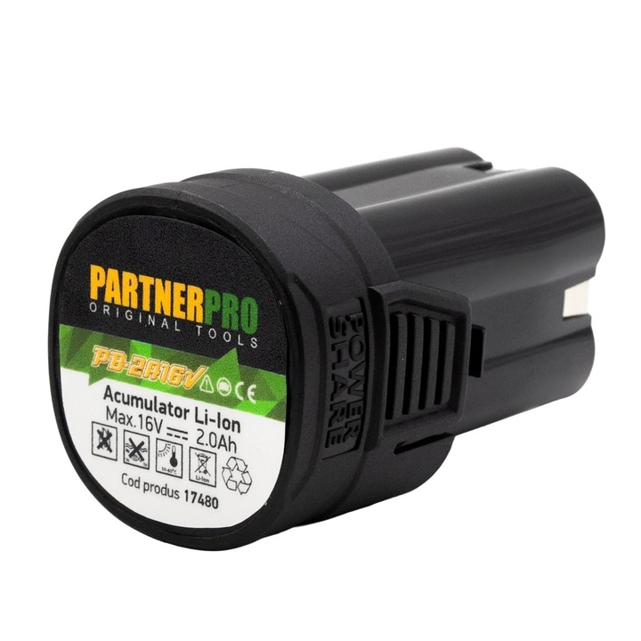 Acumulator PartnerPro 16V, 2Ah, Li-Ion, constructie robusta