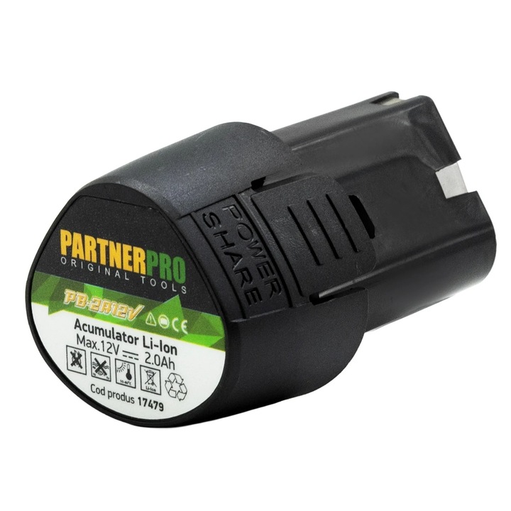 Acumulator 12V, PartnerPro, 2Ah, Lithium-ion, greutate redusa