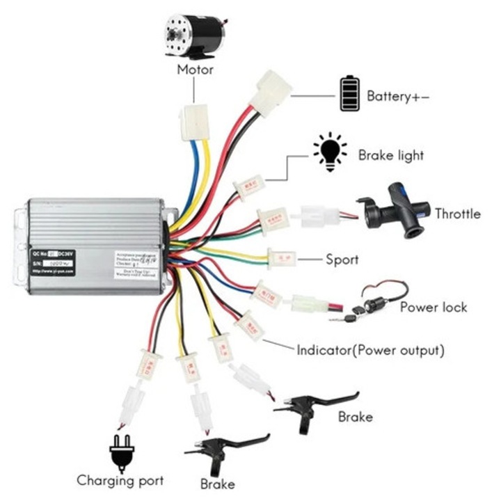 Controller electric pentru bicicleta, 36V 48V 800W 1000W 30A, parte pentru motor, vehicule electrice
