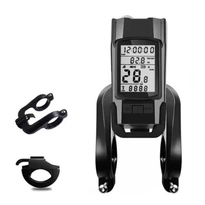 3 az 1-ben kerékpár komputer GPS fényszóróval és kürtvel, multifunkcionális, újratölthető, MTB kiegészítők