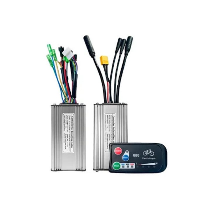 Controller electric pentru bicicleta, 36V/48V, 22A, cu functie de iluminare si display LCD LED, accesorii kit conversie Ebike