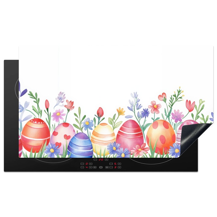 Protectie pentru plita inductie, Protectie aragaz, Acoperitor plita, Antizgarieturi, Decor bucatarie Alb 91.6x52.7 cm