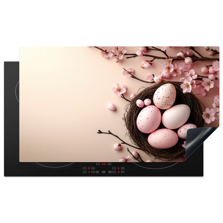 Protectie pentru plita inductie, Protectie aragaz, Acoperitor plita, Antizgarieturi, Decor bucatarie Roz deschis 91.2x52 cm