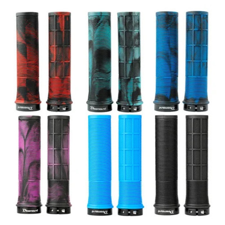 Mansoane bicicleta TPR antiderapante cu inel de blocare din aluminiu, set