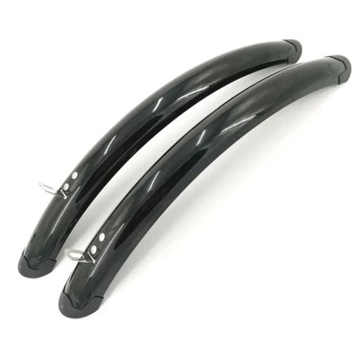 Aparatori bicicleta 700C, retro, negru si argintiu, set fata si spate