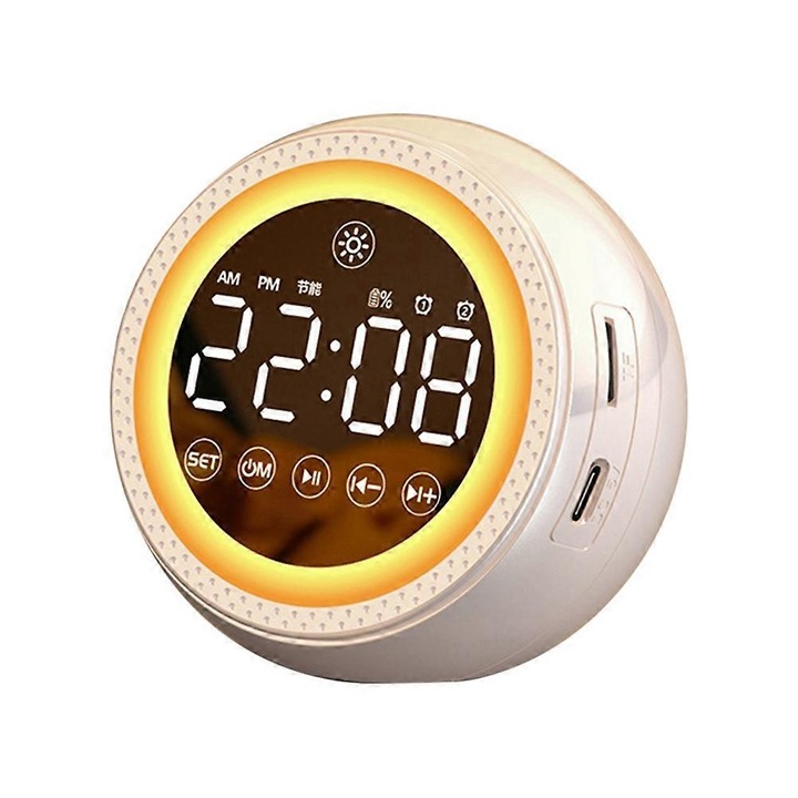 Lampa de veghe copii, sunet alb, ceas de alarma, ajutoare pentru somn, alb
