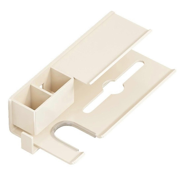 Suport pentru uscator de par, removabil si lavabil, montat pe perete, crem