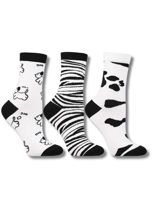 Sosete dama Moraj, set 3 perechi, design animal, inaltime mare, 38-41