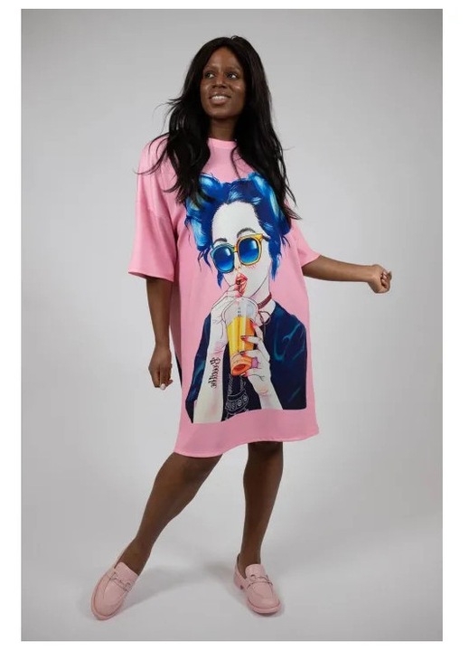 Rochie midi oversize cu maneca scurta blue diptique, Multicolor, One Size