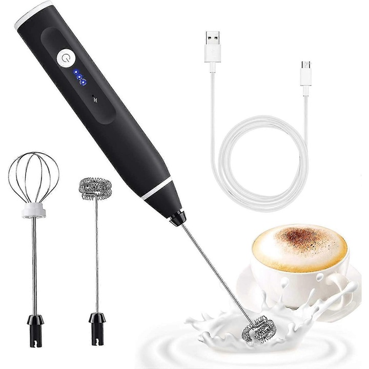 Frother electric pentru lapte, cu 2 teluri, reincarcabil USB, material de calitate, accesorii aparate cafea