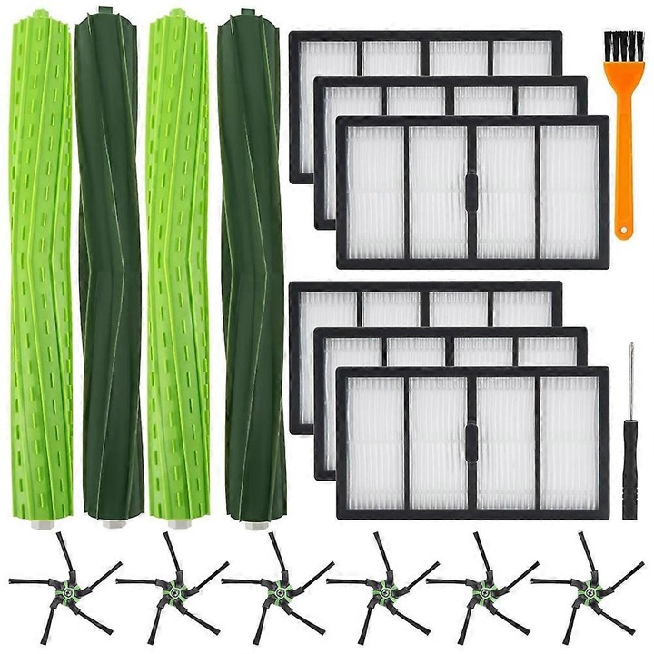 Set accesorii pentru aspirator IRobot Roomba S9, perie din cauciuc, filtru HEPA, perie laterala