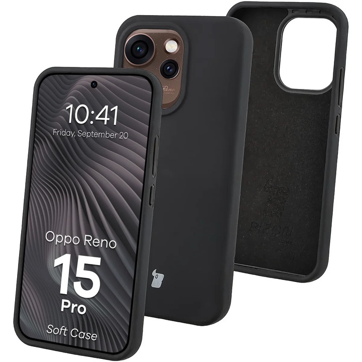 Husa Bizon Soft Case pentru Oppo Reno 15 Pro, Negru