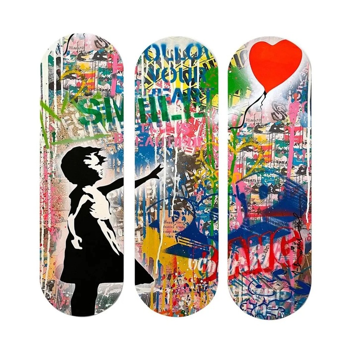 Set tablou decorativ Re-Bloom, 3 piese, MDF, multicolor, 70 x 70 cm