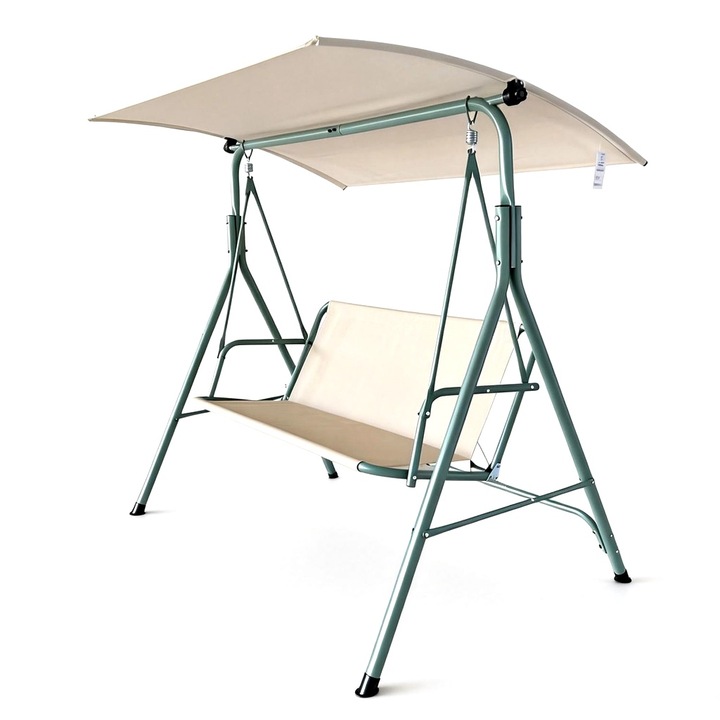 Leagan de gradina 3 locuri cu copertina reglabila, AT Performance, verde, 170x120x153cm