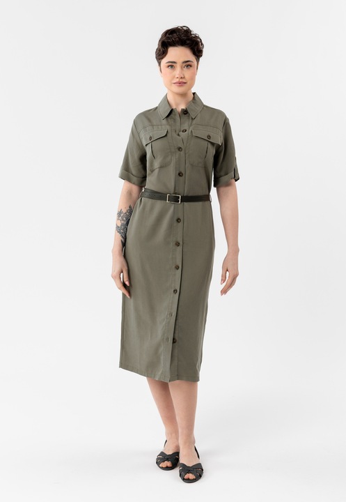 Rochie camasa Volcano G-Hana, kaki, Kaki