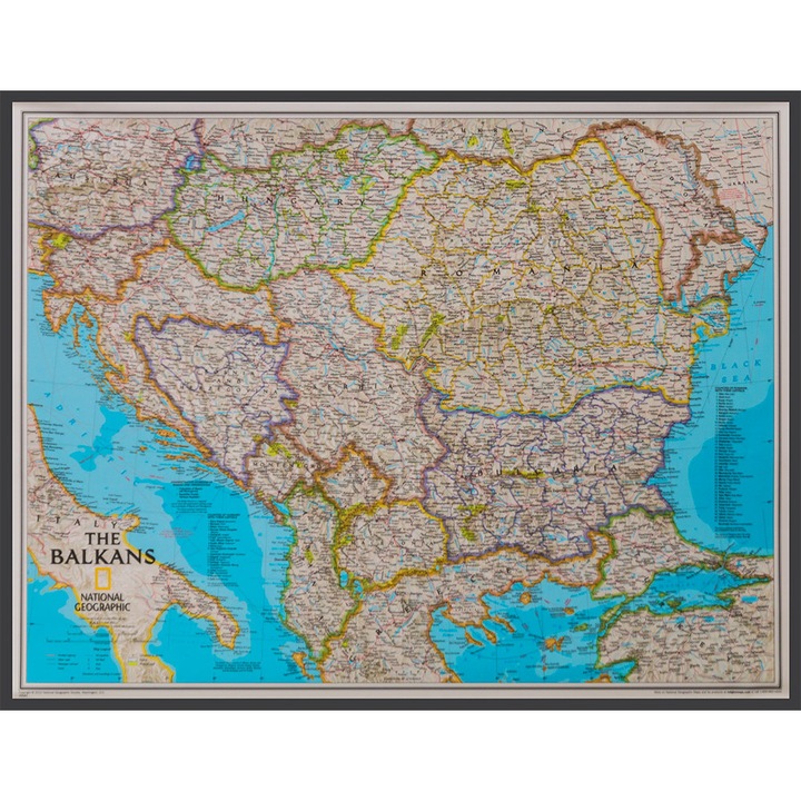 Harta de perete National Geographic Balkany Classic 1:1 948 000, politica, detalii topografice, multicolor, 100x140cm