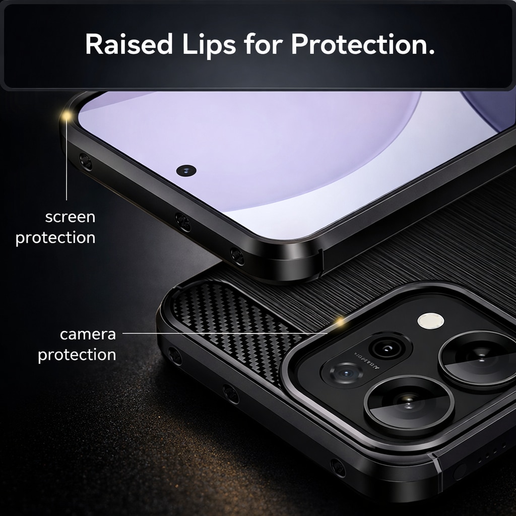 Husa Carbon pentru Samsung Galaxy M56, Silicon TPU Durabil, Protectie sporita, Rezistenta la socuri, Grip Anti-Alunecare, Neagra