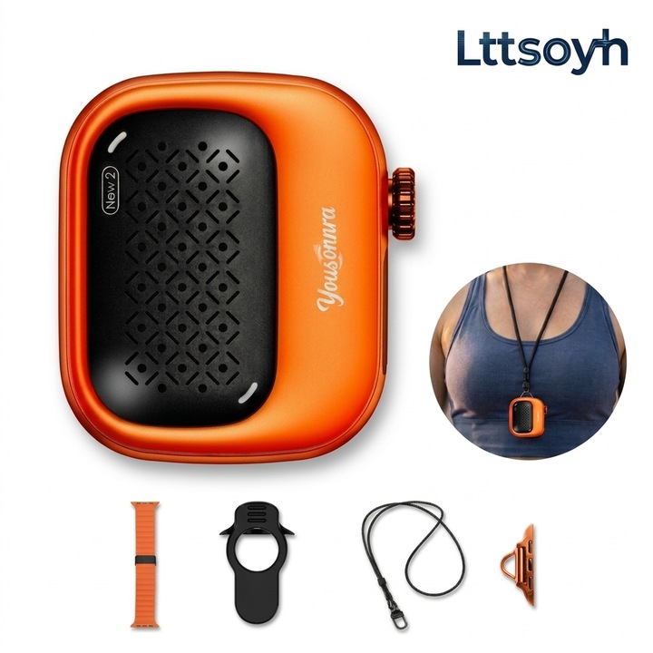 Boxa portabila bluetooth Lttsoyh New2, Wireless, IP68 Waterproof & Praf, 129dB Sunet, Multiconectare 1+N, Autonomie 20 ore, HandsFree, Rezistent la apa, portocalie