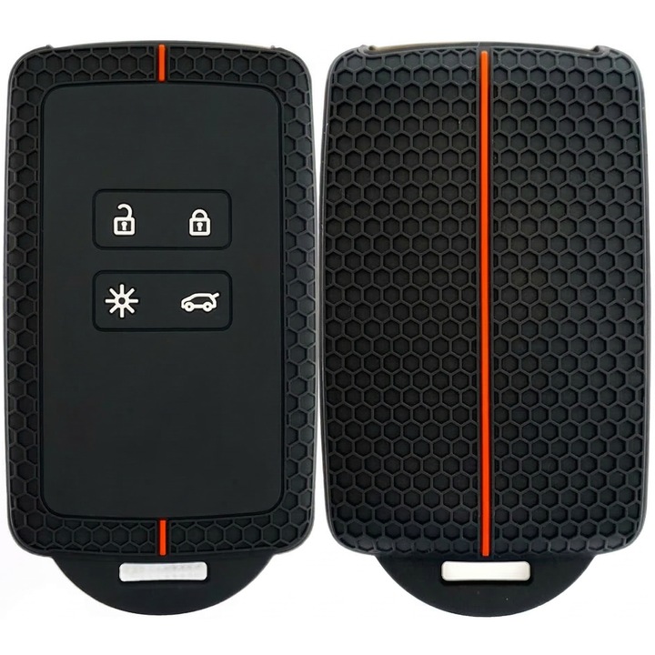 Husa Cheie/Cartela Auto tip Dacia/Renault MONDESA®, Silicon Premium, Protectie Antisoc, Textura Placuta, Rezistenta la Zgarieturi, Carcasa Cheie Tip Card, Design Slim, Modern, Premium, Rosu