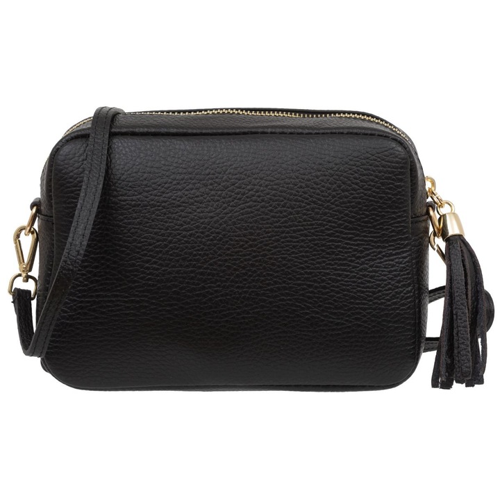 Kaletnik férfi táska, Balena modell, valódi bőr, fekete, levehető pánttal