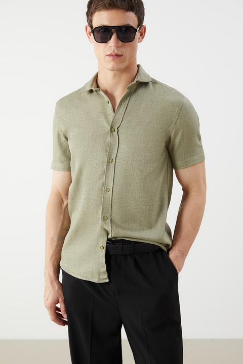 LC WAIKIKI, Camasa cu maneci scurte, Verde feriga