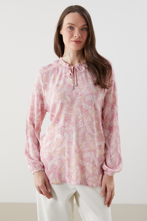 LC WAIKIKI, Bluza lejera cu model floral, Alb/Roz
