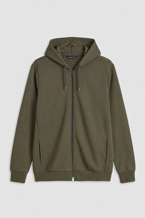 LC WAIKIKI, Hanorac uni regular fit cu fermoar, Verde masliniu