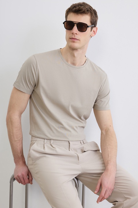 LC WAIKIKI, Tricou slim fit de bumbac, Maro taupe
