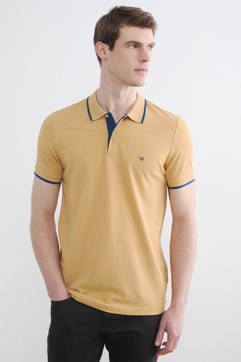 LC WAIKIKI, Tricou polo slim fit, Galben/Bleumarin