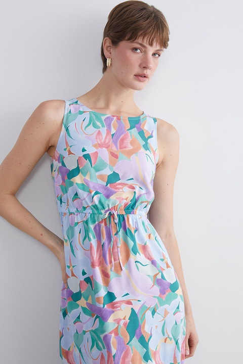 LC WAIKIKI, Rochie midi cu talie elastica, Verde/Albastru deschis