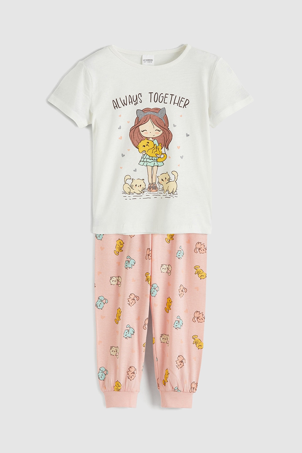 LC WAIKIKI, Pijama cu design grafic, Albastru, Gri, 98-104 CM